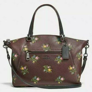 ❤️HTF RARE❤️ COACH CROSS STITCH FLORAL LEATHER PRAIRIE SATCHEL Oxblood